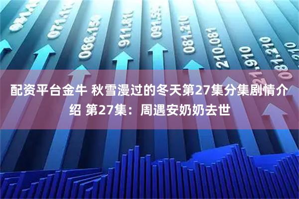 配资平台金牛 秋雪漫过的冬天第27集分集剧情介绍 第27集：周遇安奶奶去世